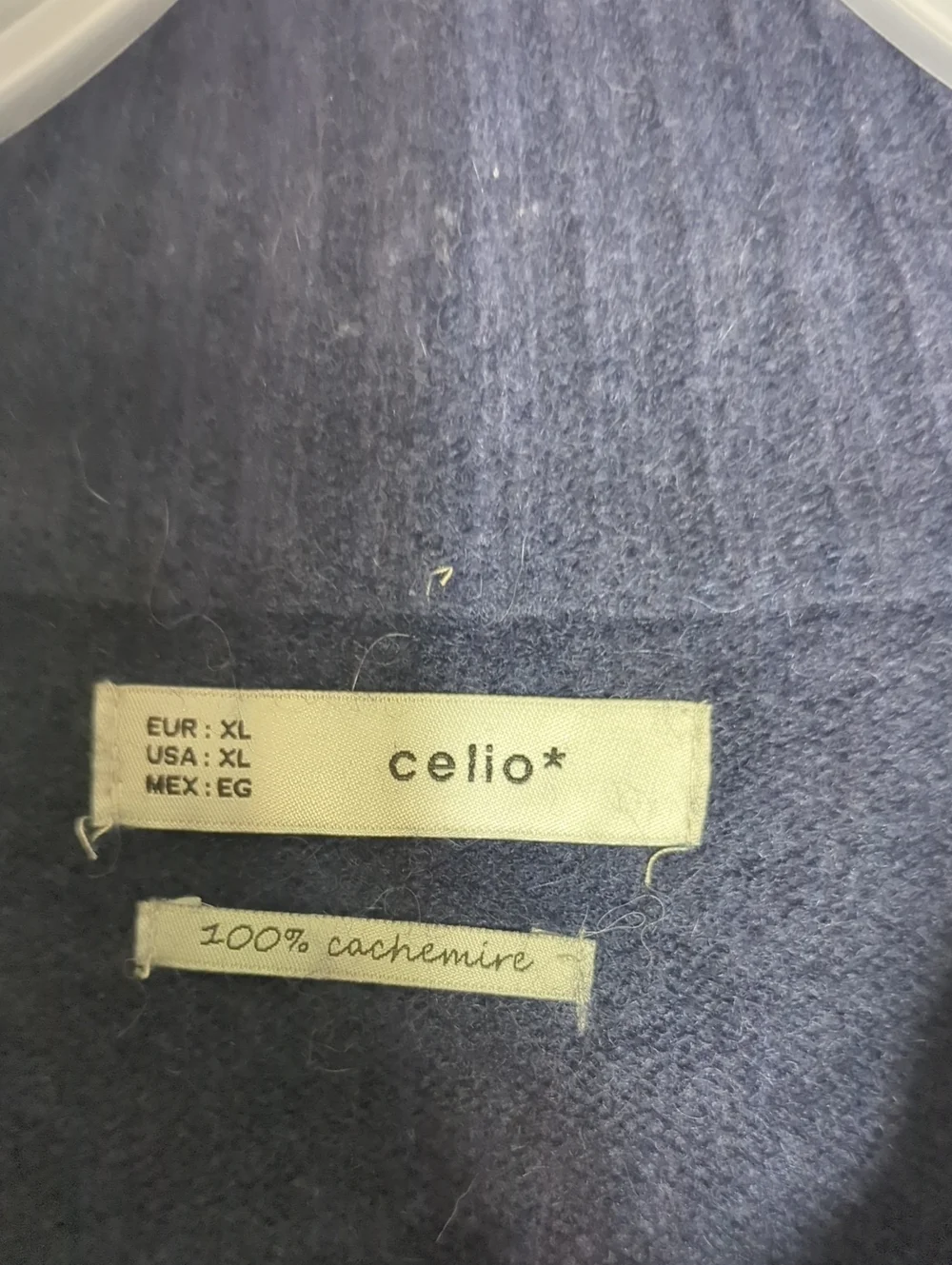 Celio Mens 100% Cashmere Sweater Shawl Neck Quiet Luxury Rogers Cosby Navy XL